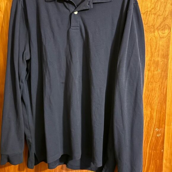 Goodfellow & Co Mens Loring Polo Shirt Blue Long Sleeve Button Standard Fit 2XL - Picture 1 of 3